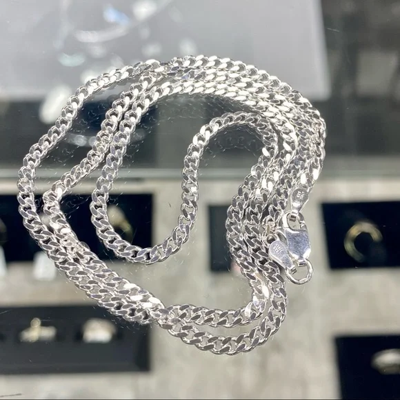 925 Sterling Silver Curb Link Cuban Chain Necklace - Picture 4 of 12